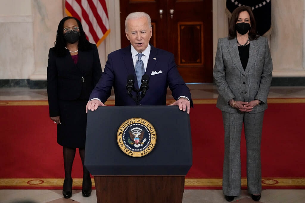 Supreme Court Judge Ketanji Brown Jackson, President Joe Biden and Vice President Kamala Harris