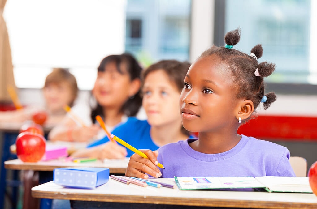 Children sitting at desks
