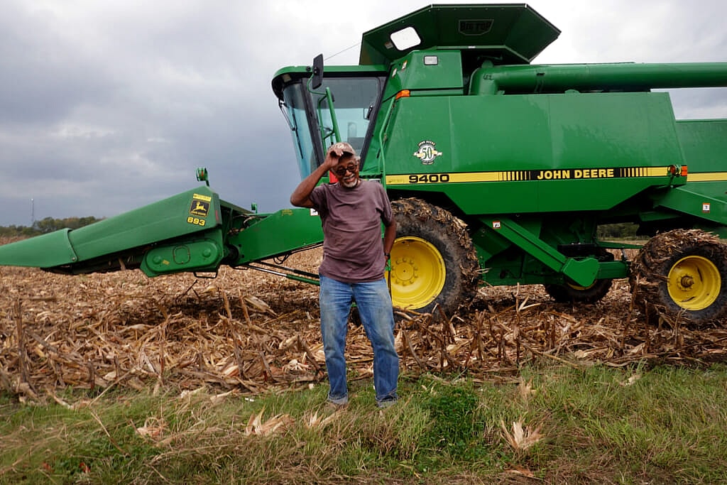 Glenn Morris harvests corn