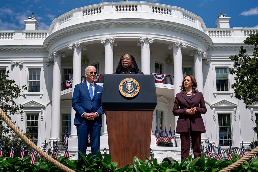 Supreme Court Judge Ketanji Brown Jackson, President Joe Biden and Vice President Kamala Harris