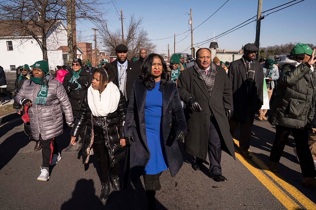 Martin Luther King Jr.’s son, Martin Luther King III, his wife Arndrea Waters King and their daughter Yolanda Renee King