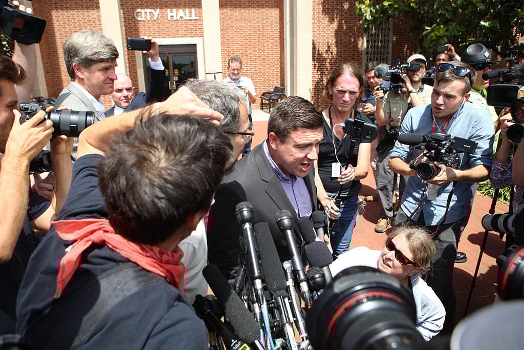 Jason Kessler, an alt-right blogger, holds a press conference