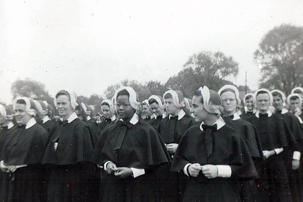 Sister Cora Marie Billings, center, the first Black person admitted into the Sisters of Mercy