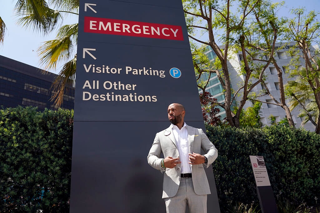 Charles Johnson stands outside Cedars-Sinai Medical Center