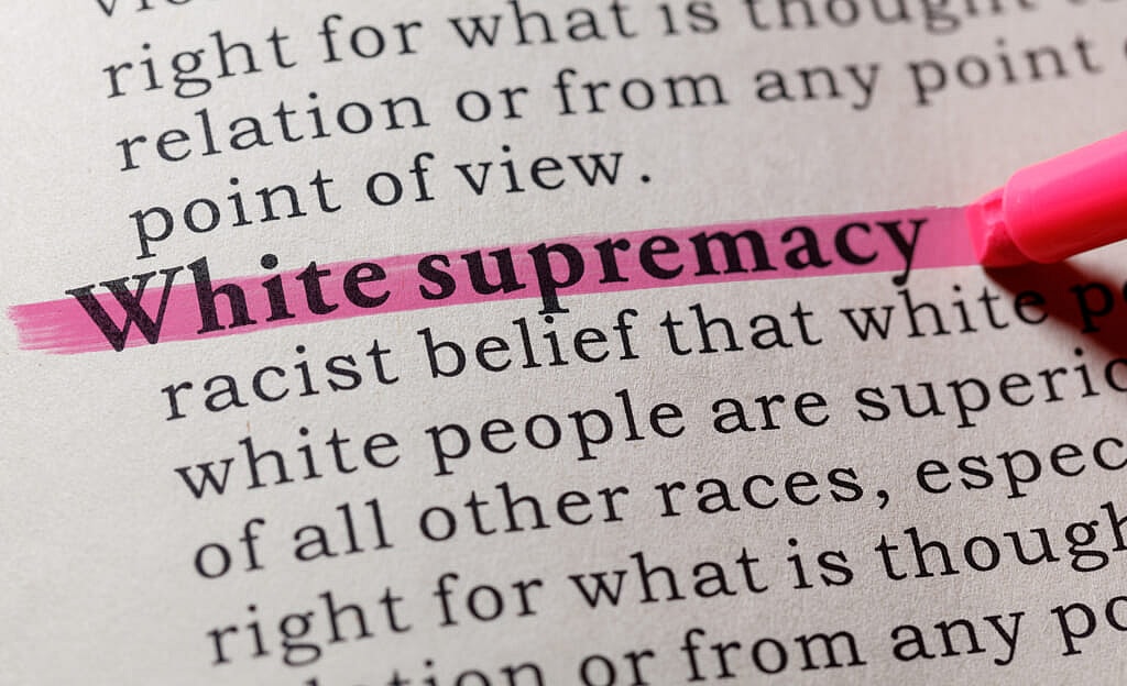 Fake Dictionary definition of the word White supremacy. including key descriptive words