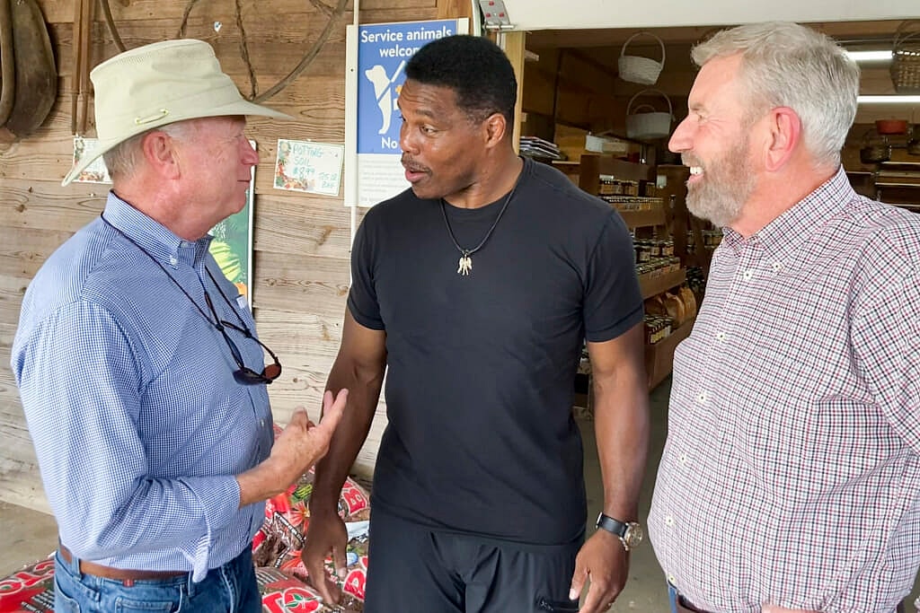 Georgia state Sen. Butch Miller, Republican Senate candidate Herschel Walker and former state Rep. Terry Rogers