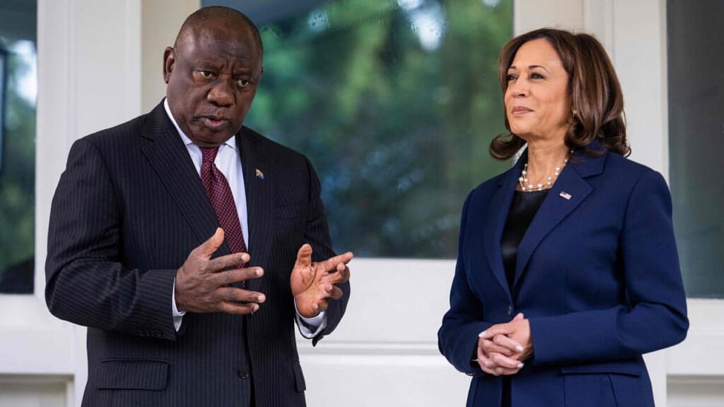 South African President Cyril Ramaphosa and Vice President Kamala Harris