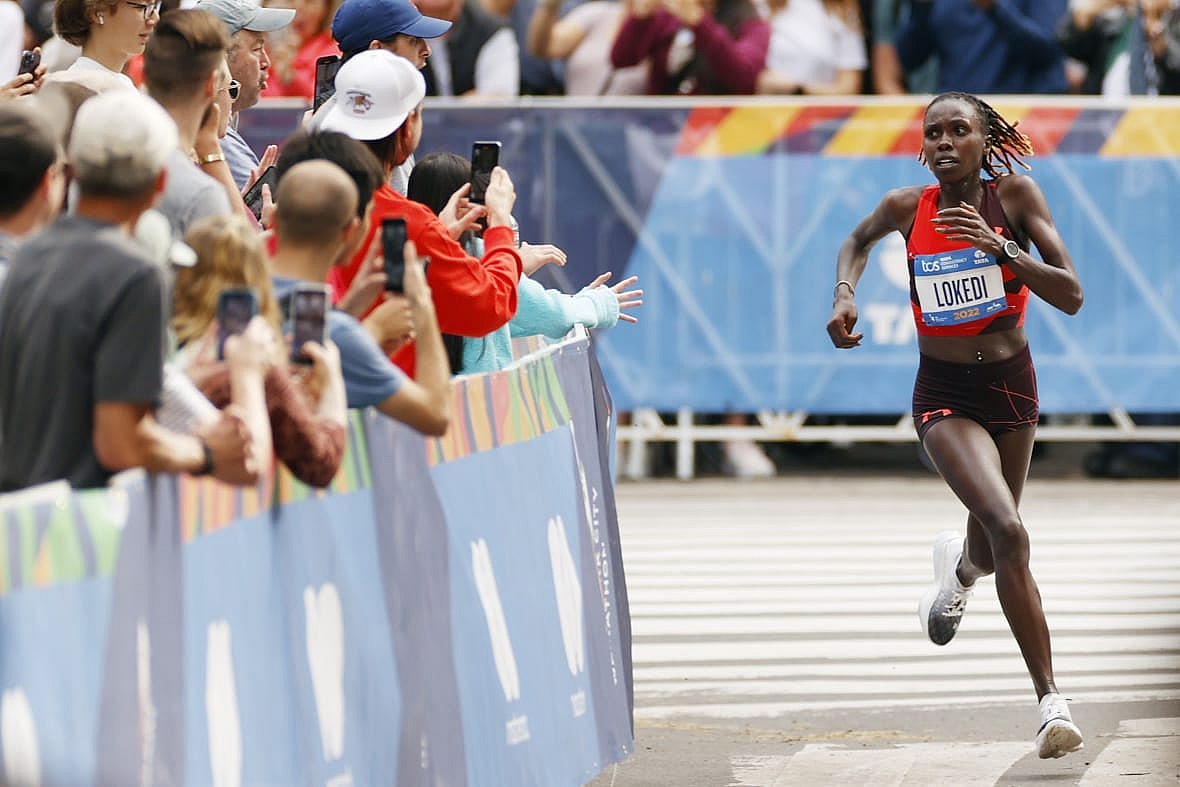 Sharon Lokedi of Kenya competes in the Women’s Professional Division of the TCS New York City Marathon