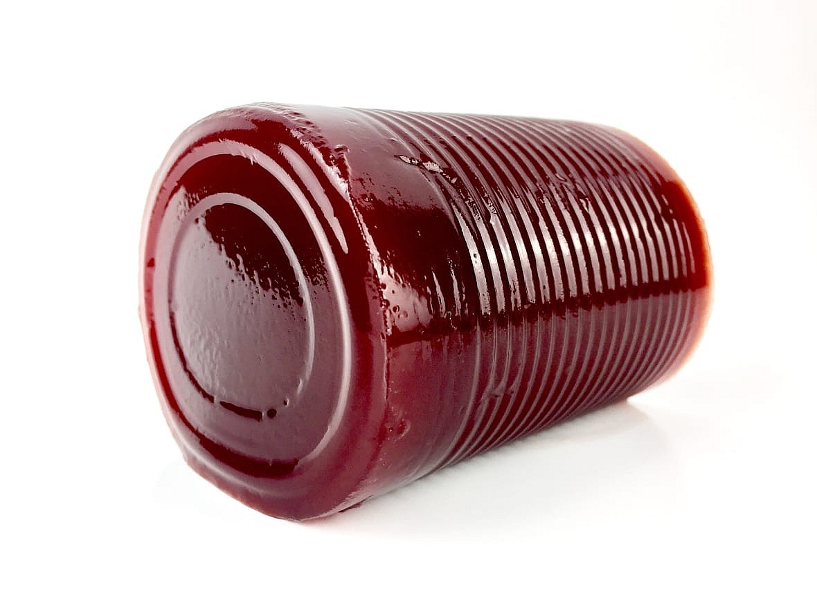 Jellied cranberry sauce out of a can