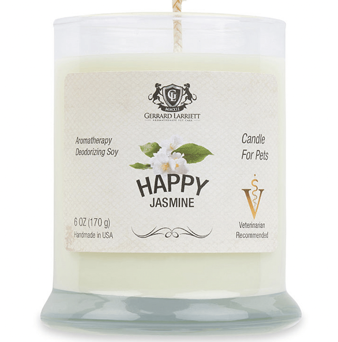 Happy Jasmine Pet Odor Eliminator candle by Gerrard Larriet
