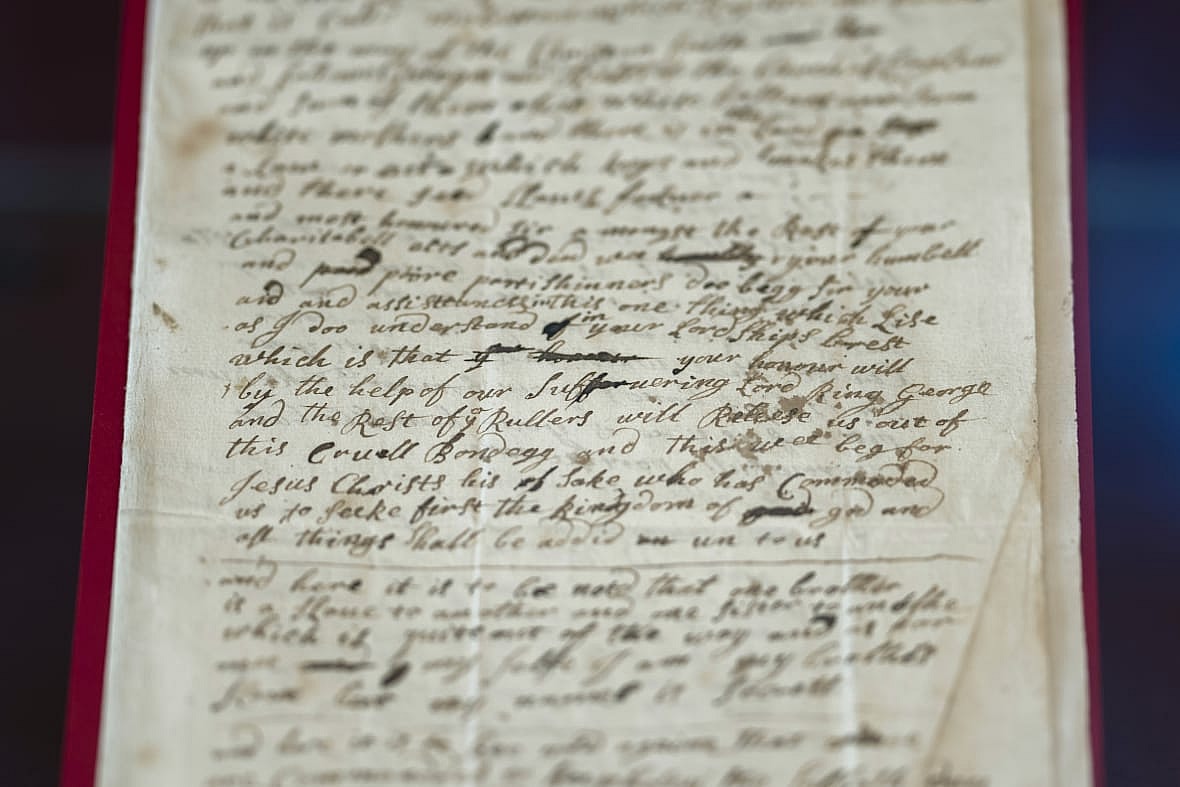 A handwritten letter from 1723 by an enslaved person in Virginia