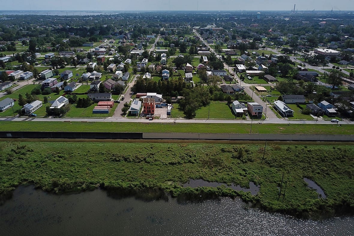 Homes and the Industrial Canal in New Orleans, Louisiana 