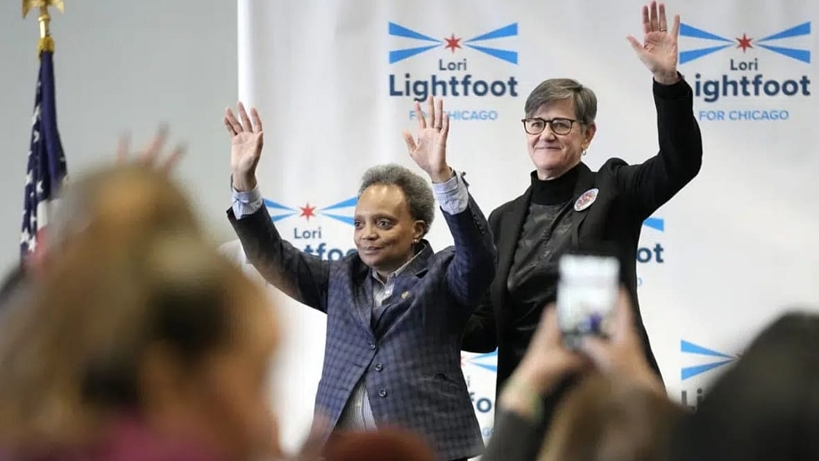Chicago Mayor Lori Lightfoot and her spouse, Amy Eshleman
