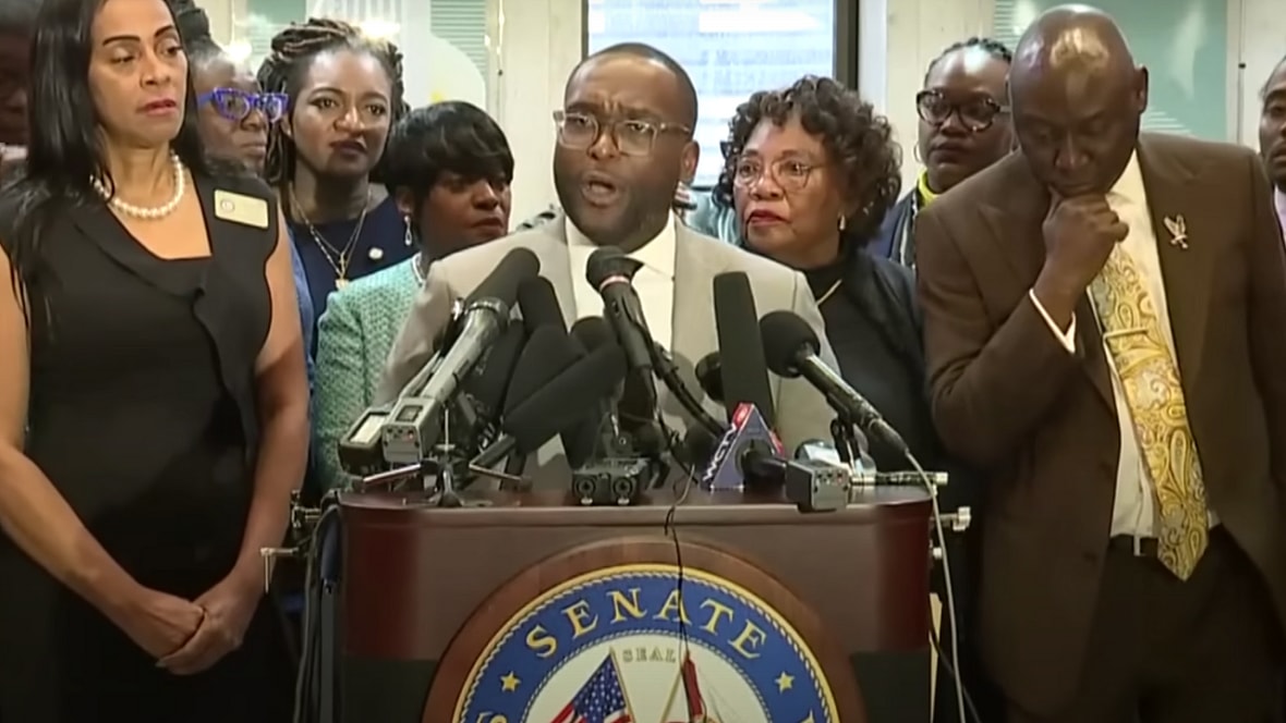 Florida State Senator Shevrin Jones speaks at press conference with civil rights attorney Ben Crump