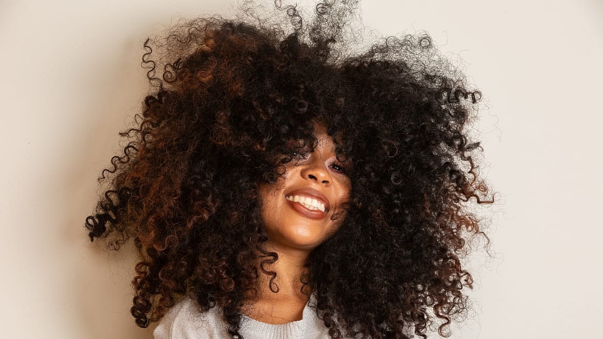 A woman with curly hair