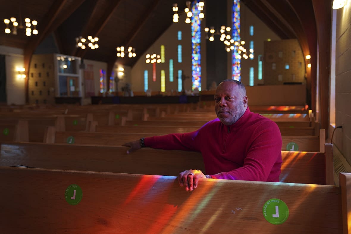 The Rev. Dale Snyder sits in the pews at Bethel AME Church