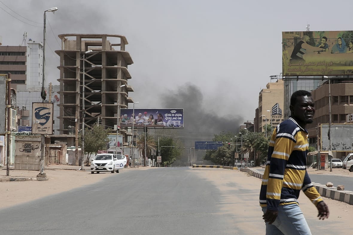 Smoke is seen rising in Khartoum, Sudan