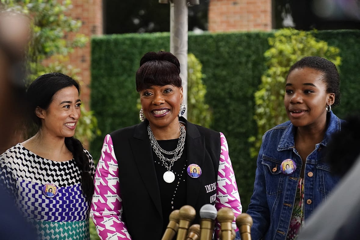 Artist Saya Woolfalk, the Rev. Bernice King and Yolanda Renee King