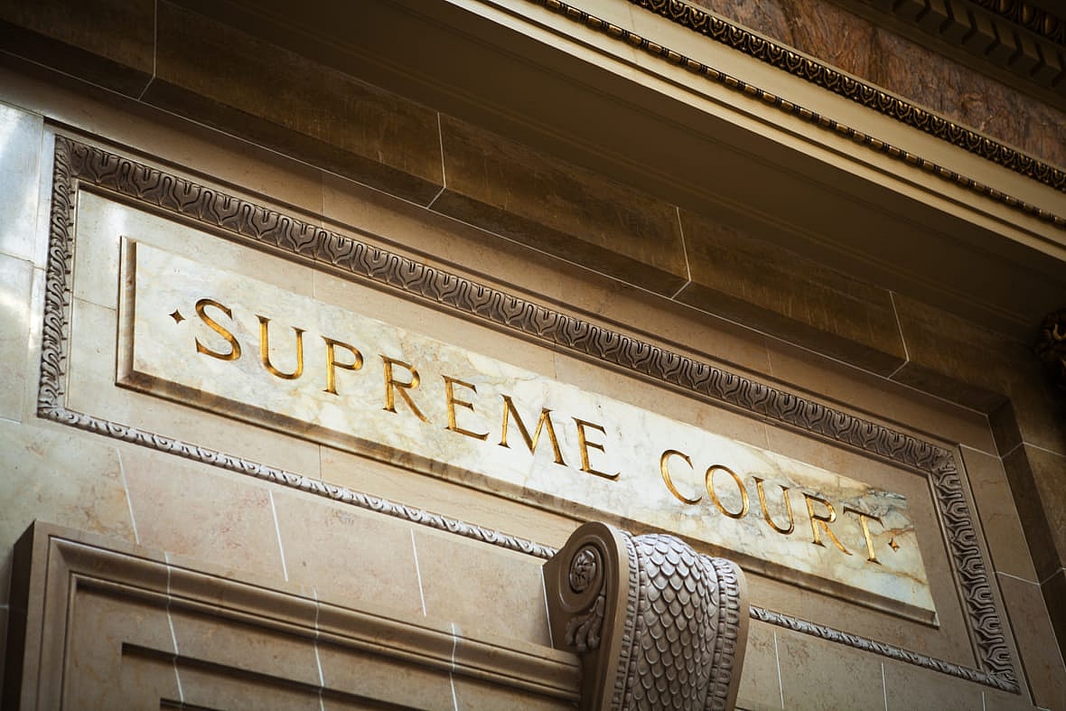 Supreme Court entrance marble sign plaque