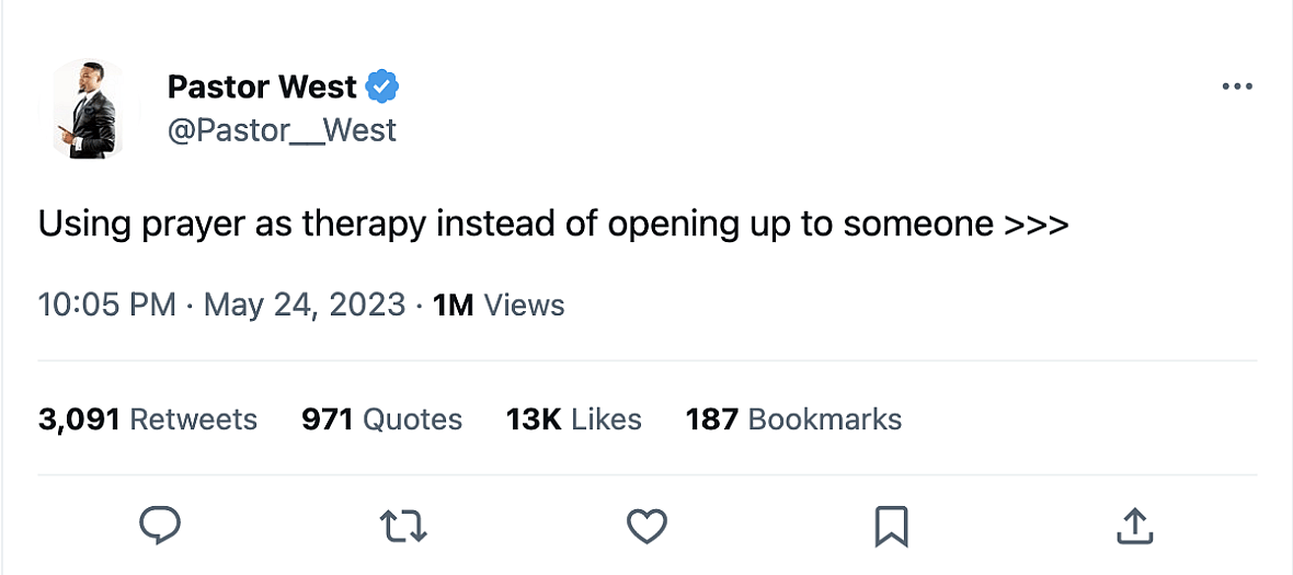 A tweet by Pastor West of Baltimore’s Faith Empowered Ministries