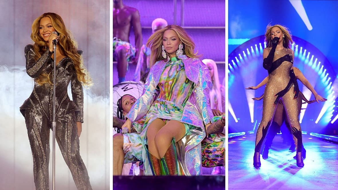 Singer Beyonce in various costumes