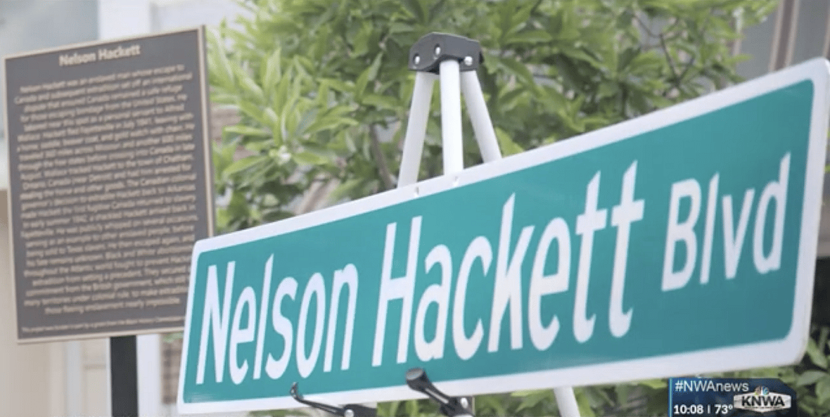 Sign for Nelson Hackett Boulevard