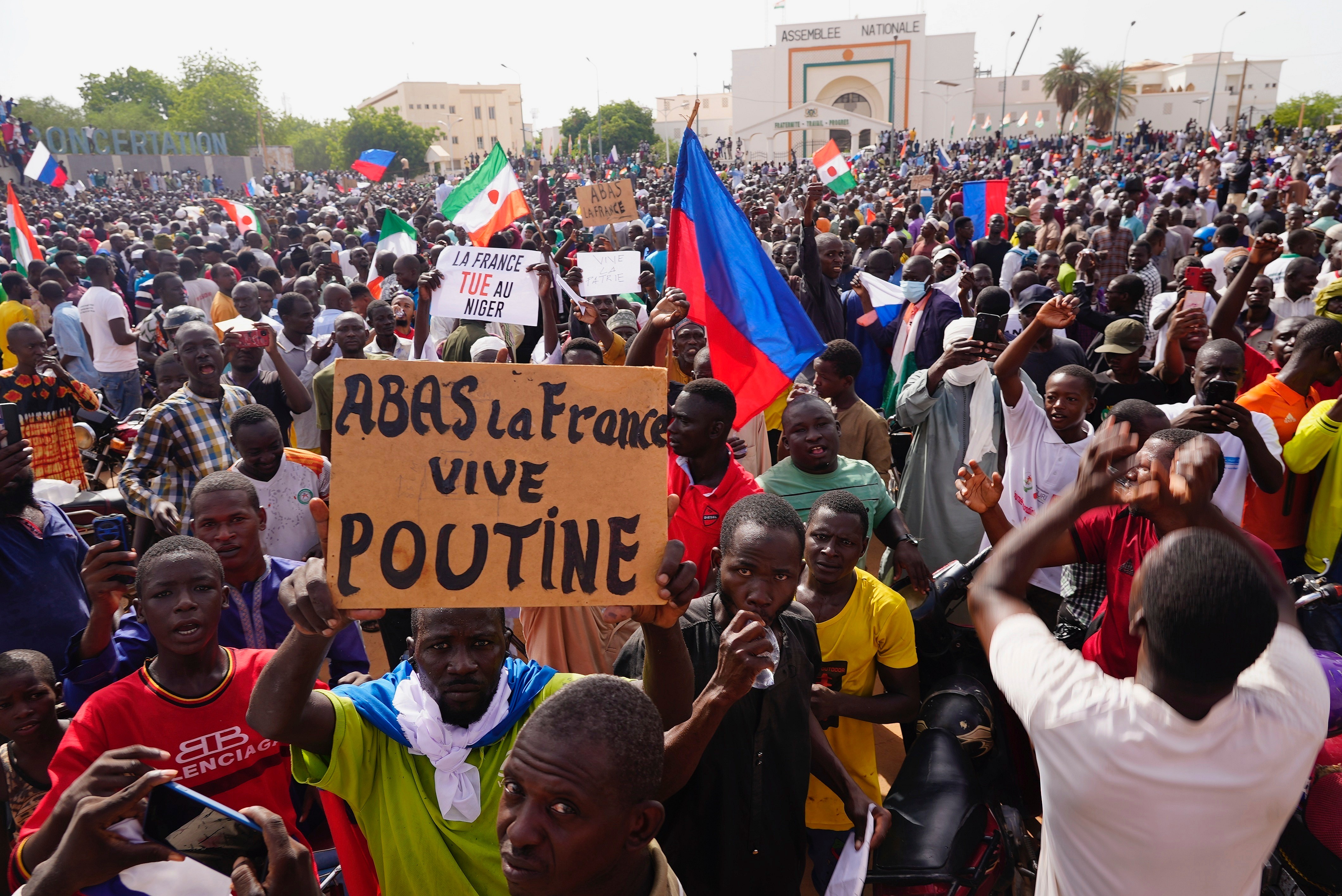 A crowd of Nigerian protesters