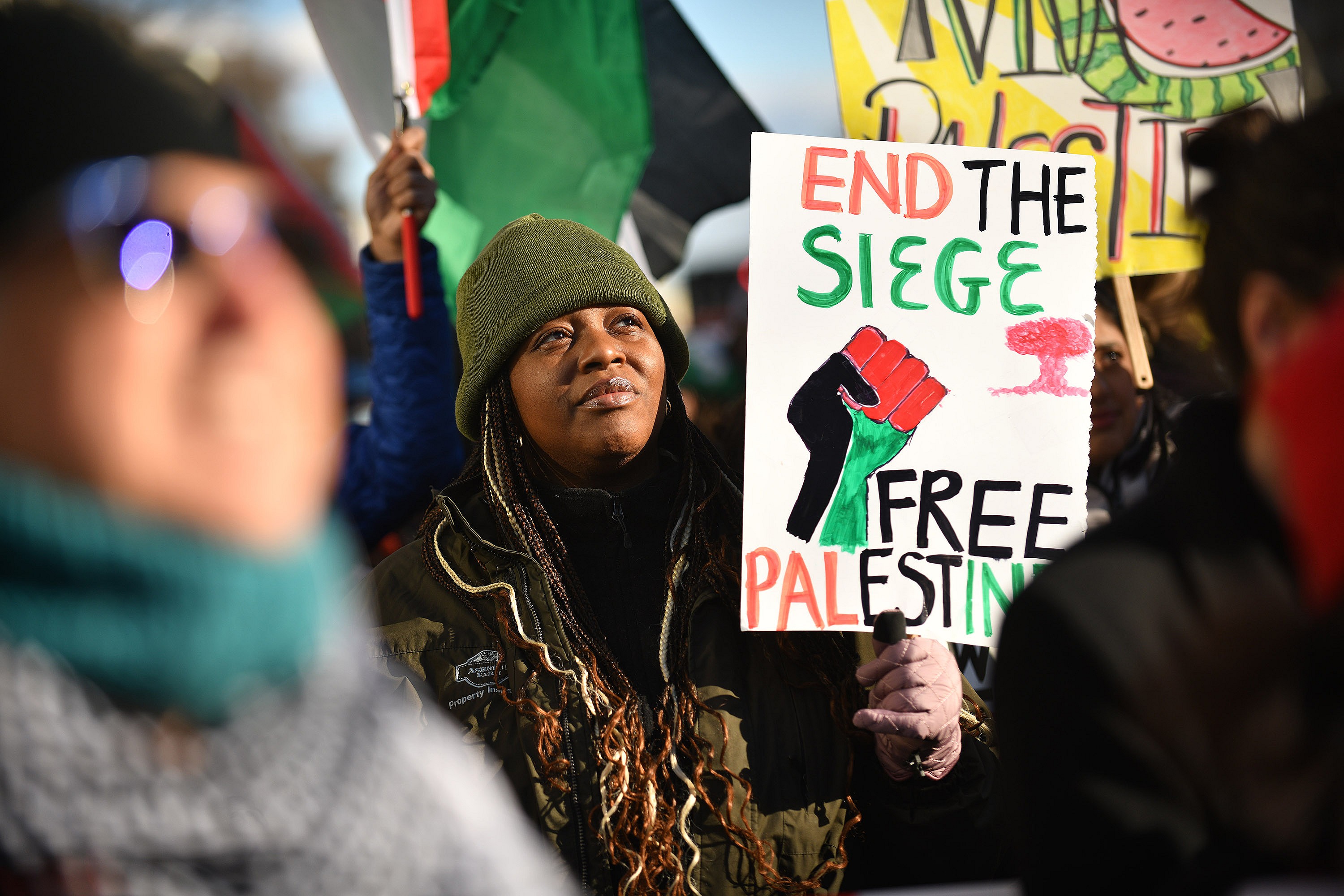 Lots Igwebuika joins protesters at a rally for Palestine