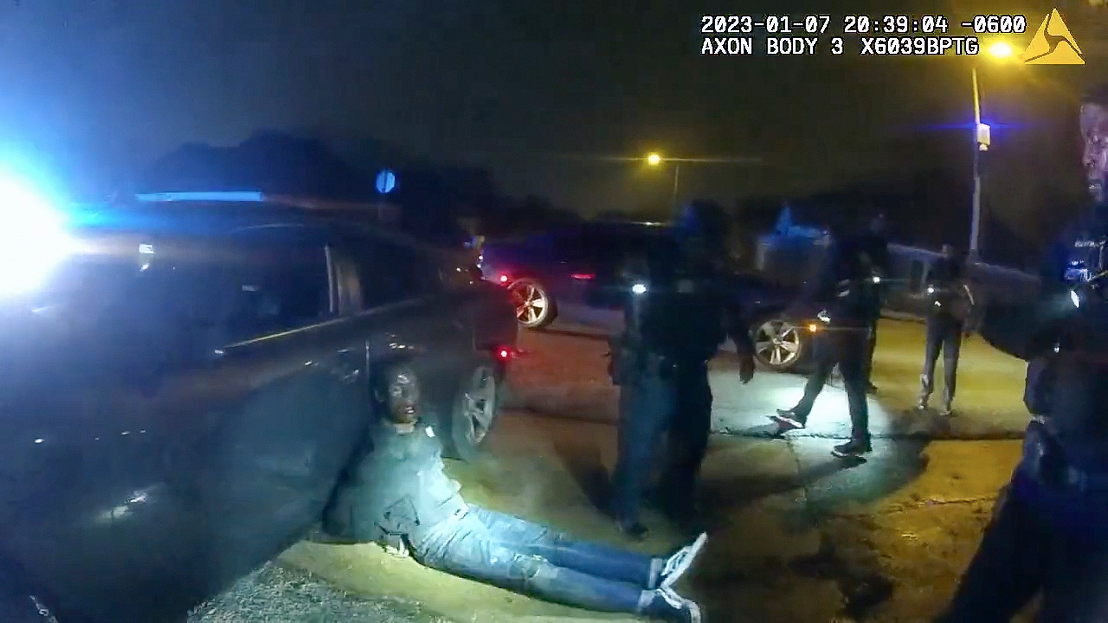 Tyre Nichols leans against a car after a brutal attack by five Memphis police officers