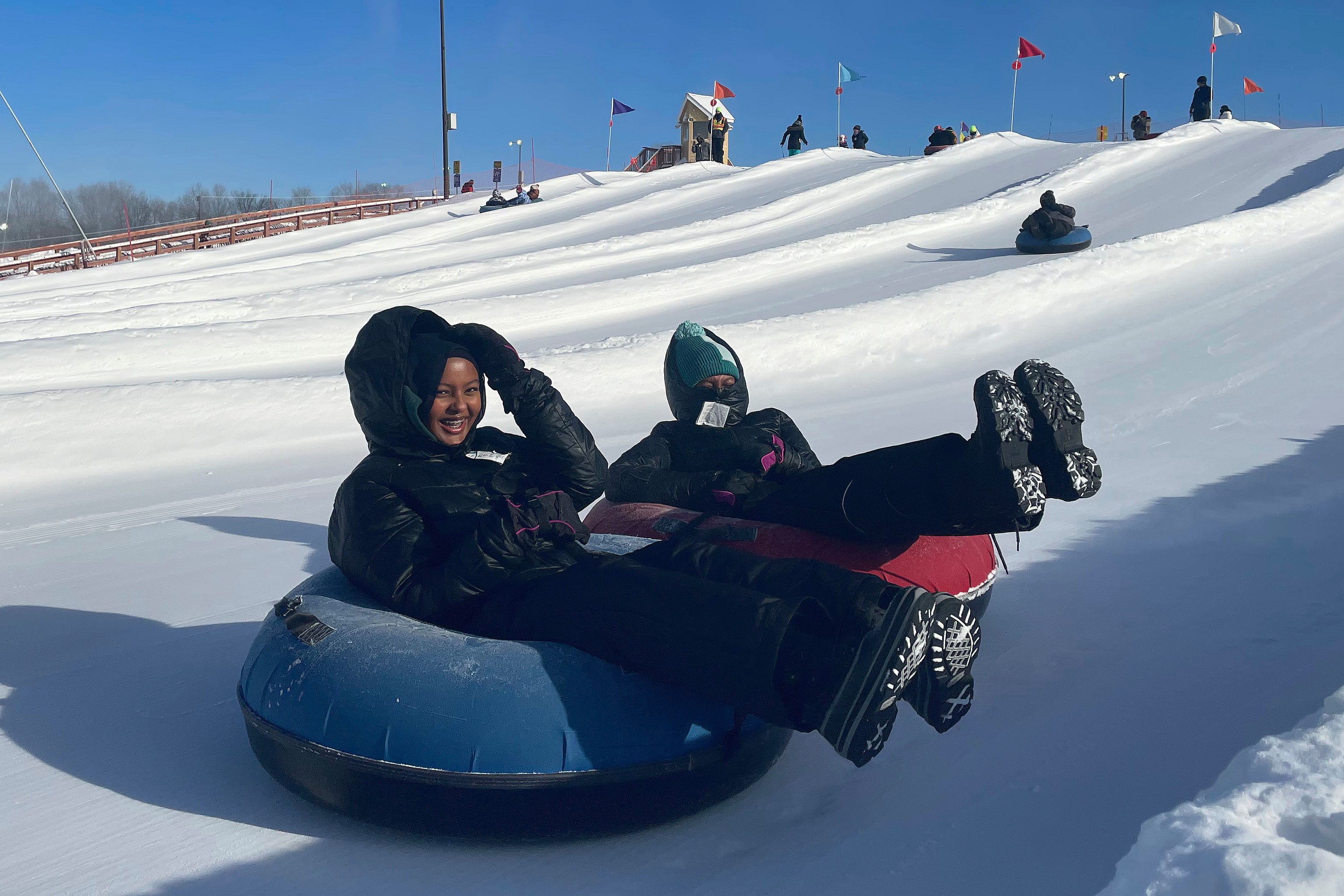 Snow Tubing in Hijabs, hijabs, Muslims in Minnesota, hijabs in America, theGrio.com