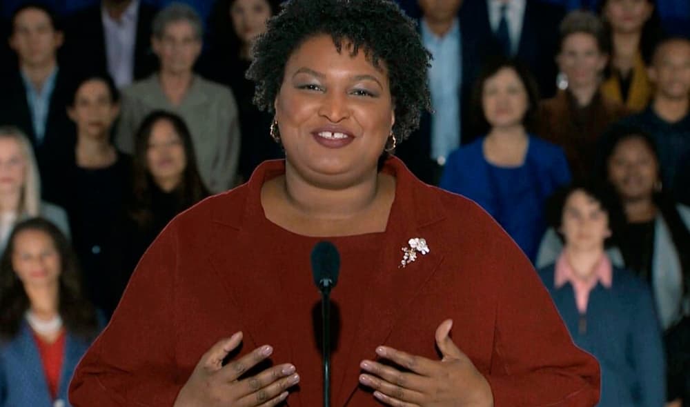 In this pool image from video, Stacey Abrams delivers the Democratic party's response to President Donald Trump's State of the Union address, Tuesday, Feb. 5, 2019 from Atlanta. Abrams narrowly lost her bid in November to become America's first black female governor, and party leaders are aggressively recruiting her to run for U.S. Senate from Georgia. Speaking from Atlanta, Abrams calls the shutdown a political stunt that "defied every tenet of fairness and abandoned not just our people, but our values." (Pool video image via AP) thegrio.com