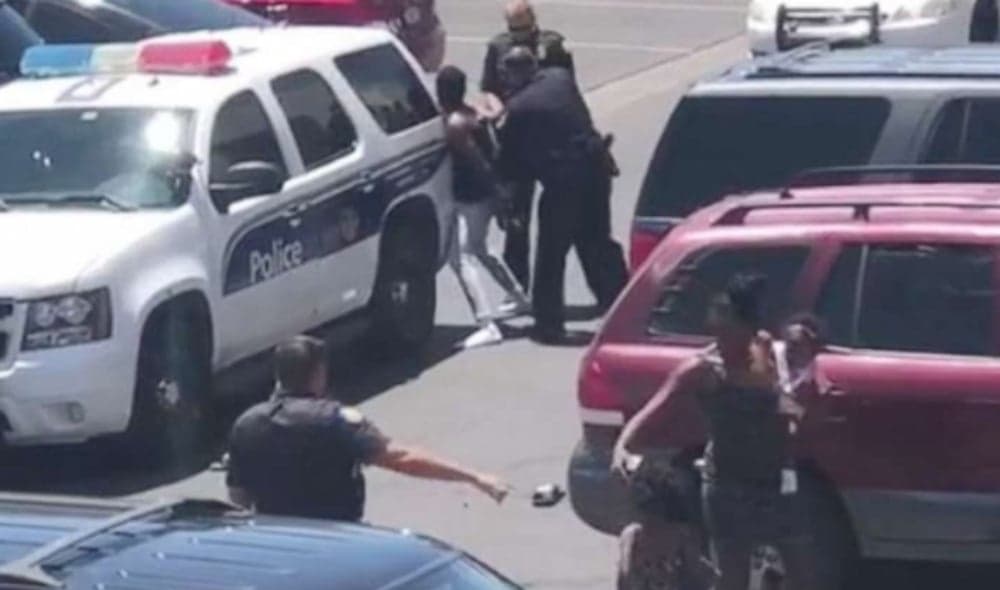 Cell phone video shows officers from the Phoenix Police Department the Ames family May 27, 2019. (GMA)