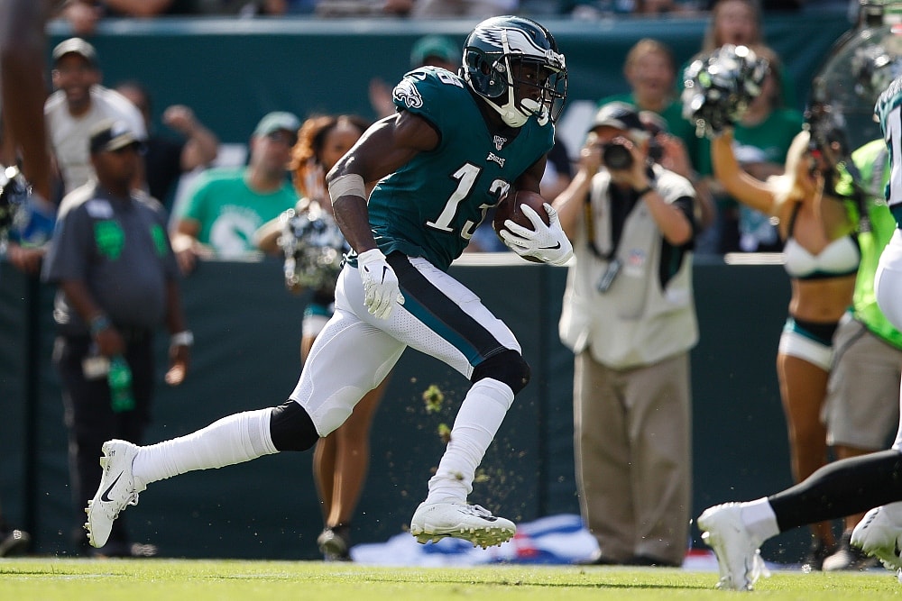 Philadelphia Eagles' Nelson Agholor in action during an NFL football game against the Detroit Lions, Sunday, Sept. 22, 2019, in Philadelphia. (AP Photo/Matt Rourke) thegrio.com