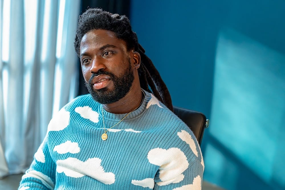 Adjani Salmon as Kwabena in Dreaming Whilst Black, season 2, streaming on Paramount+