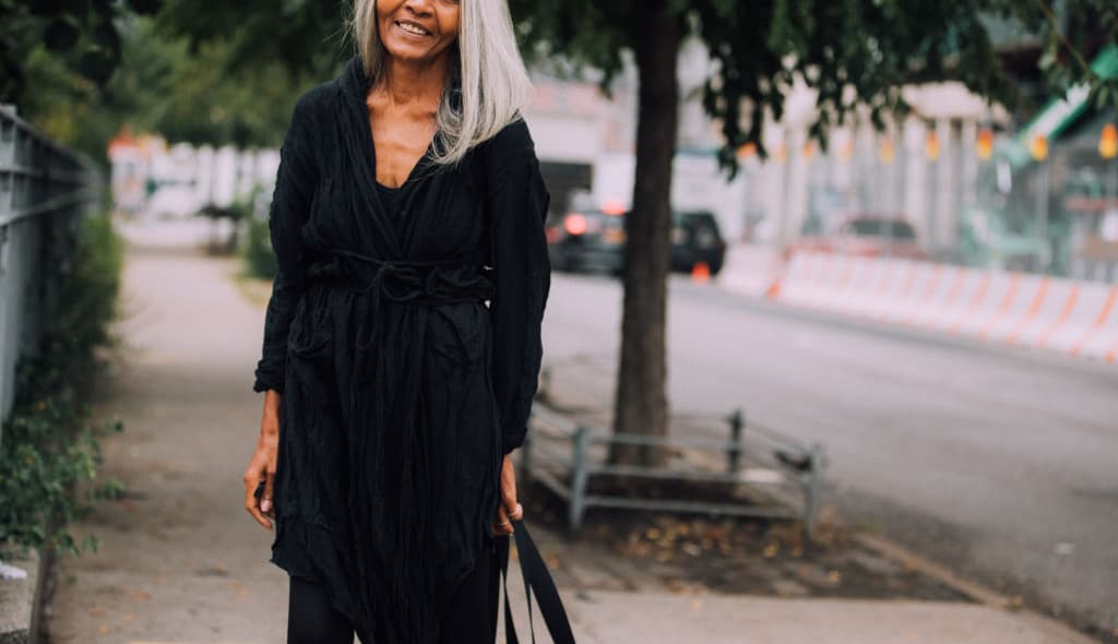 Model JoAni Johnson after the Tome show during New York Fashion Week Spring/Summer 2019 on September 11, 2018 in New York City.