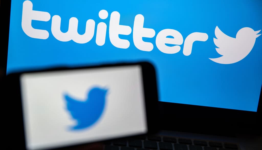 Twitter logo on a screen