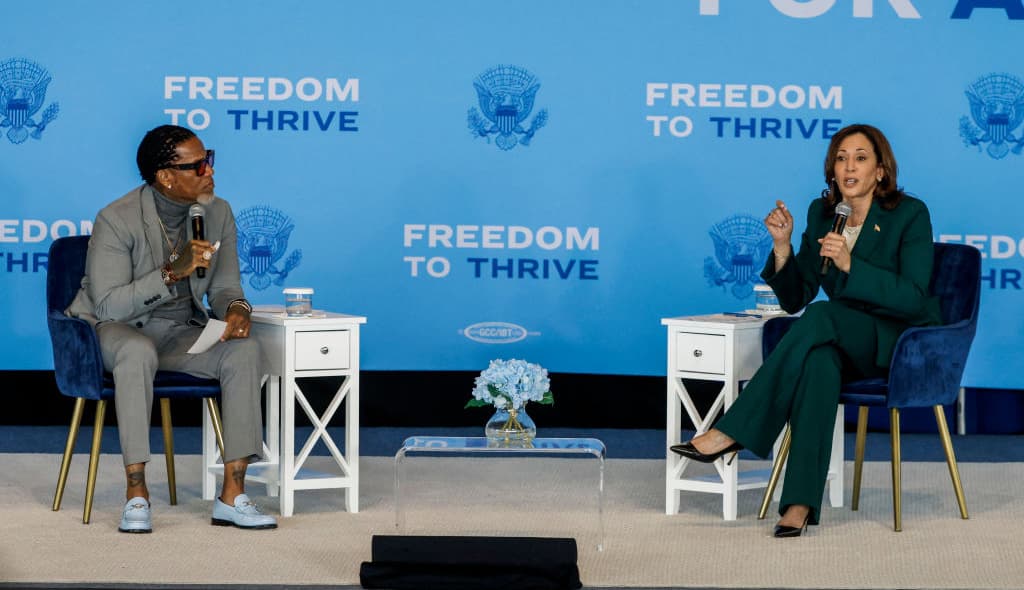 Radio talk show host and author DL Hughley and Vice President Kamala Harris