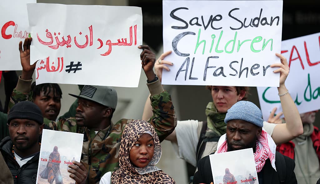 Protestors Demonstrate In Solidarity With Sudan Outside Scottish Parliament