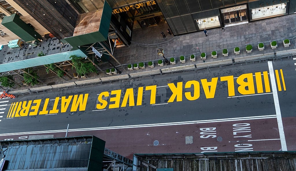 Black Lives Matter Mural Painted On Street In Front Of Trump Tower