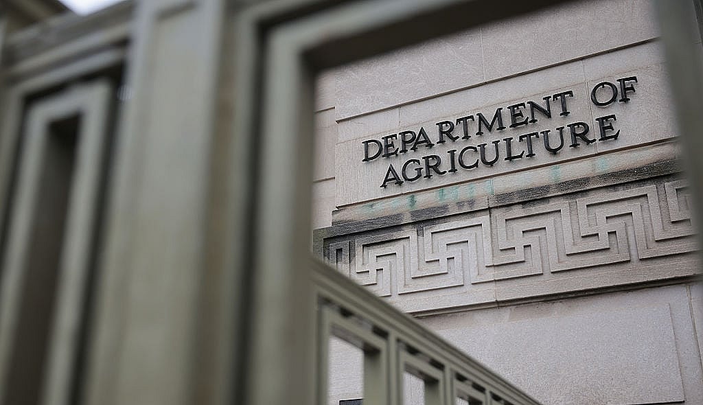 WASHINGTON, DC - APRIL 11: Rain falls on the U.S. Department of Agriculture (USDA) building on April 11, 2025 in Washington, DC. President Donald Trump's administration is reportedly considering closing the USDA headquarters in Washington, D.C. following staff cuts after the Feb. 11 executive order to reduce the federal workforce. (Photo by Kayla Bartkowski/Getty Images)