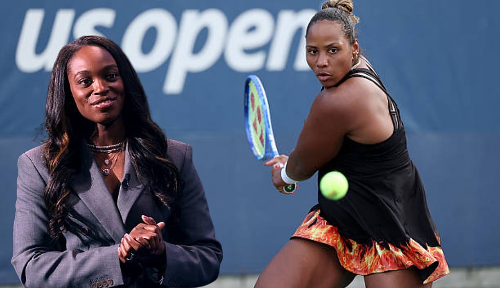 American tennis players Sloane Stephens (L) and Taylor Townsend (R).