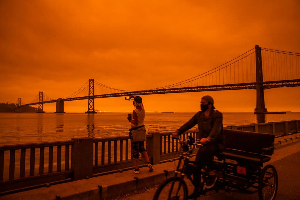 Wildfires Envelop San Francisco Bay Area In Dark Orange Haze