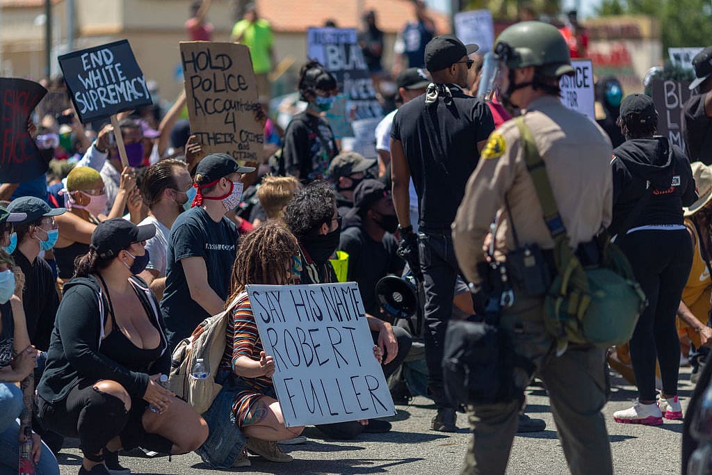 Black Lives Matter Protestors Rally In CA After Black Man Found Dead By Hanging