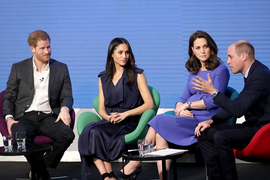 LONDON, ENGLAND - FEBRUARY 28: Prince Harry, Meghan Markle, Catherine, Duchess of Cambridge and Prince William, Duke of Cambridge attend the first annual Royal Foundation Forum held at Aviva on February 28, 2018 in London, England. Under the theme 'Making a Difference Together', the event will showcase the programmes run or initiated by The Royal Foundation. (Photo by Chris Jackson - WPA Pool/Getty Images) thegrio.com