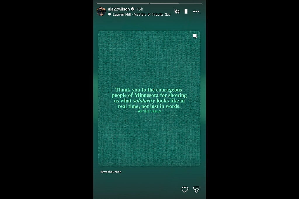 A'ja Wilson Instagram story