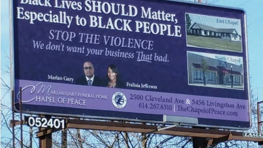 funeral home billboard Columbus, Ohio thegrio.com