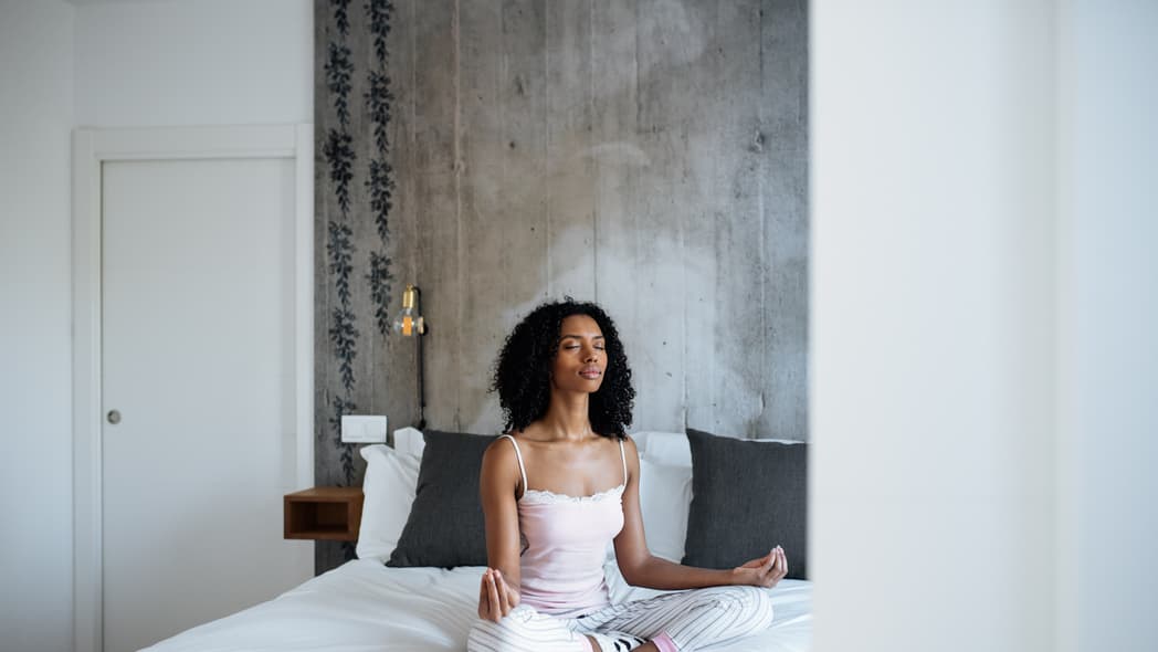 Black woman meditating