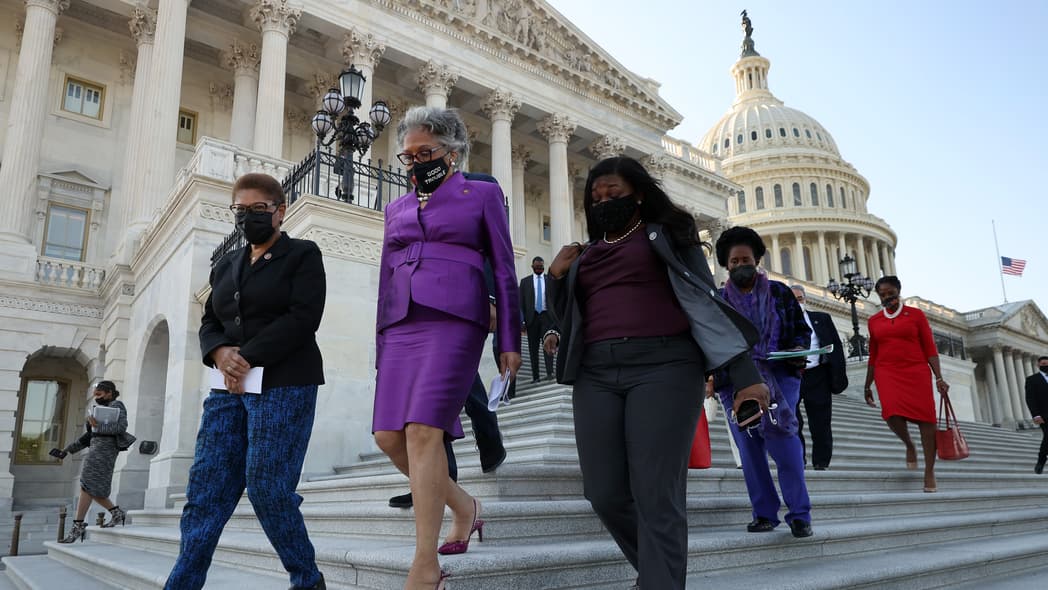 Reps. Karen Bass (D-CA), Joyce Beatty (D-OH), Cori Bush (D-MO) and Shelia Jackson Lee (D-TX)