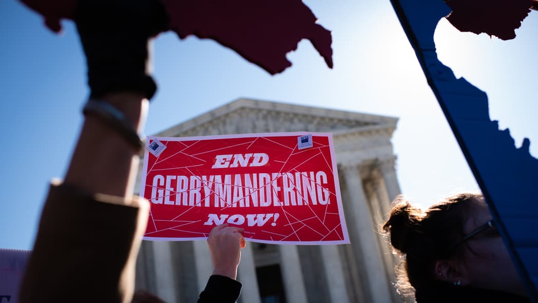 A Fair Maps Rally in front of the U.S. Supreme Court