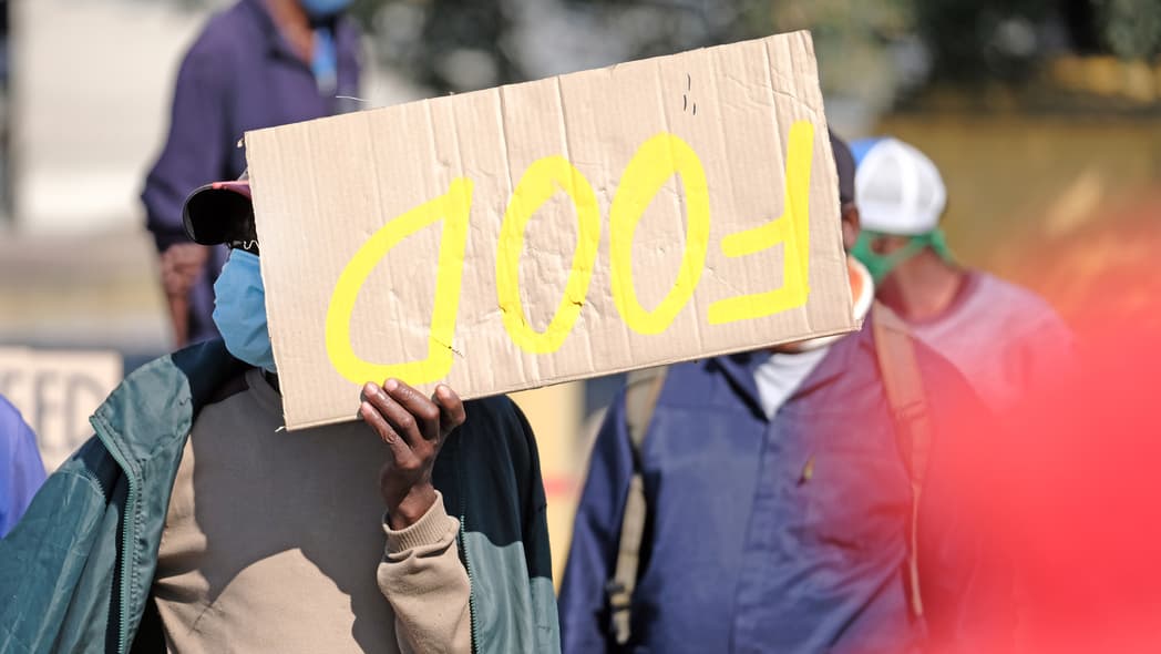 A protester with a placard